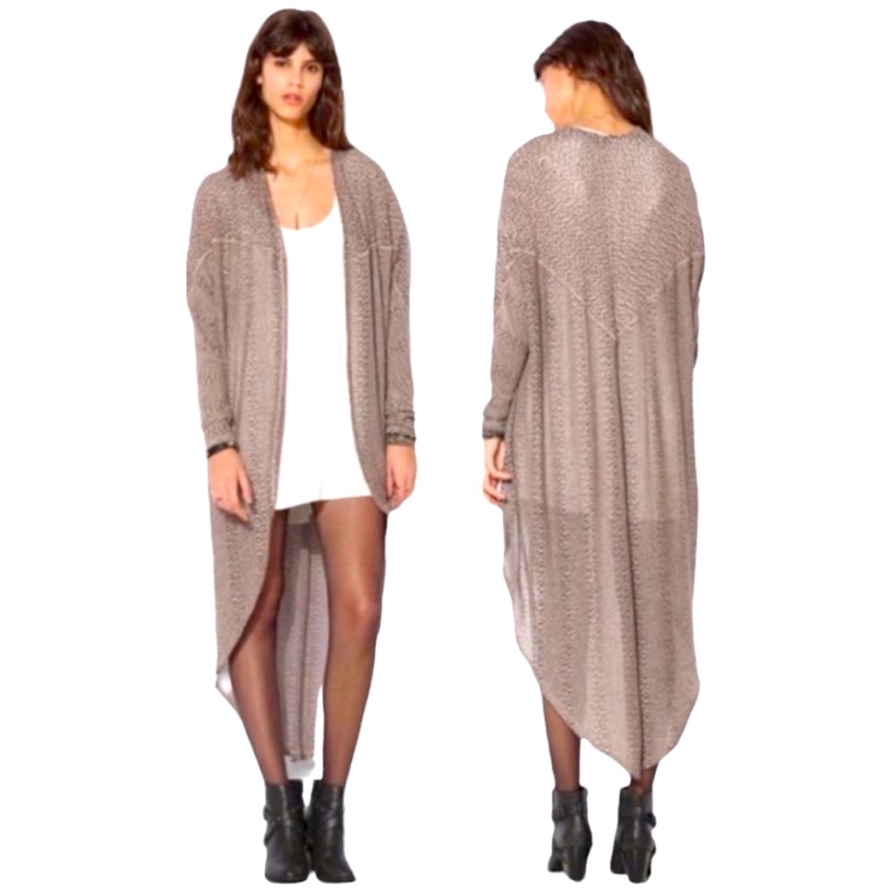 URBAN OUTFITTERS Ecote Brown Beige Long Duster Cardigan Size Small